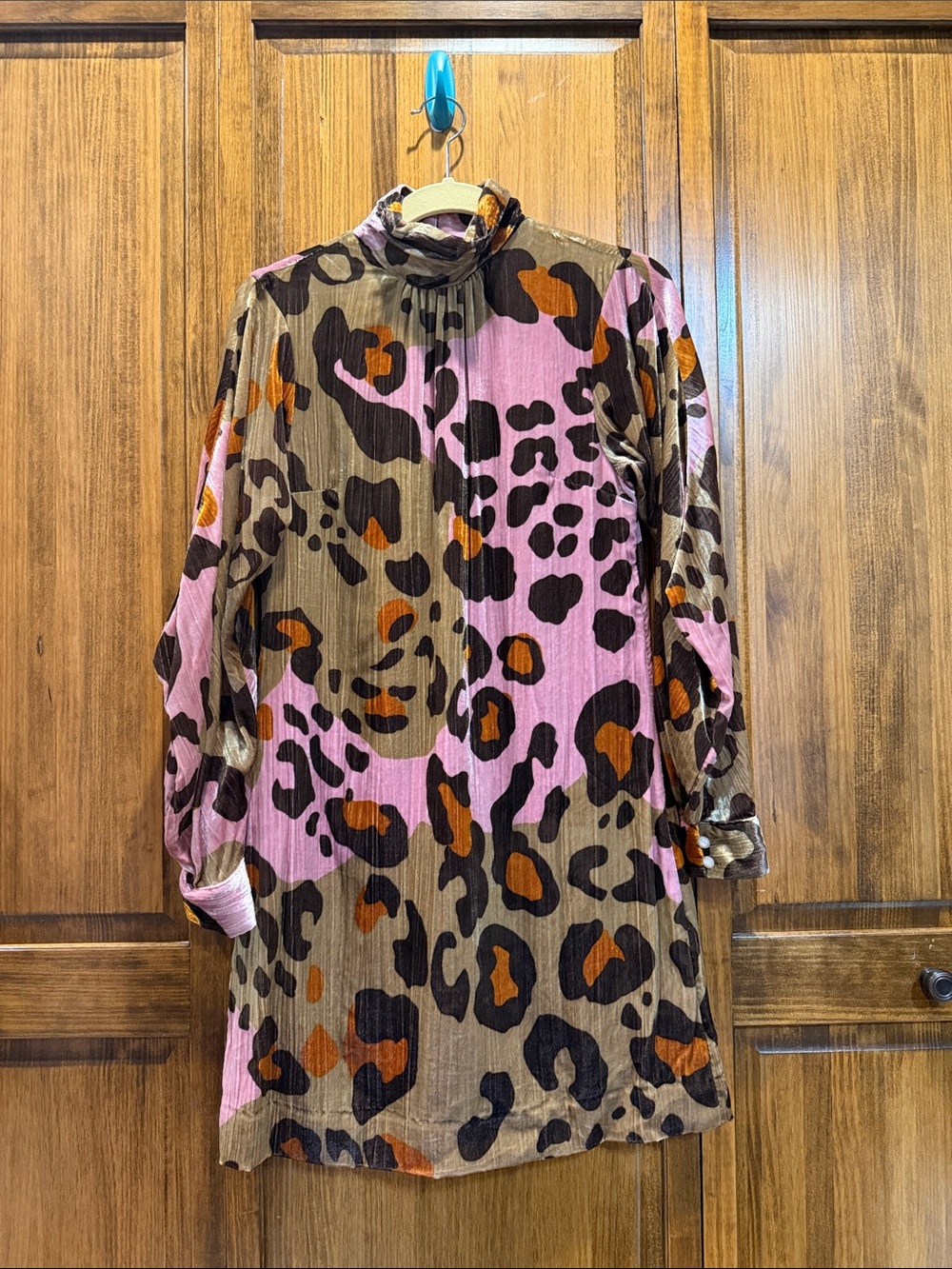 Anthropologie Pink, Brown & Black Leopard Print Tunic